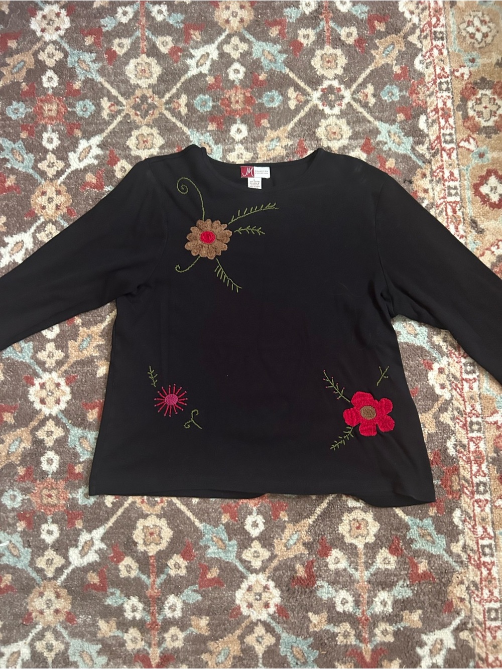 Y2K Black Floral Appliqué Top